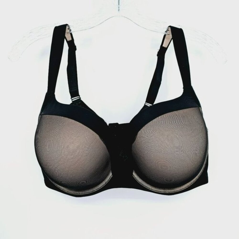Torrid Balconette Bra 40DD Black Tan Mesh Lightly Padded Lined Supportive Sexy